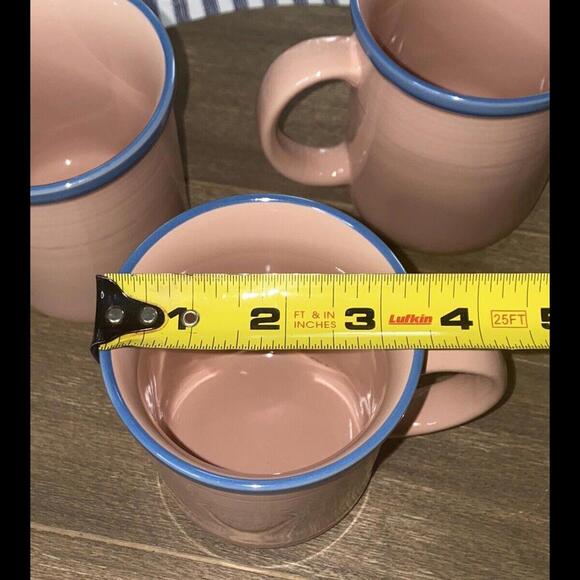 3 Rio Century Mugs Stoneware Pink Blue Rim Coffee Tea Cup Vintage Japan - Picture 12 of 12